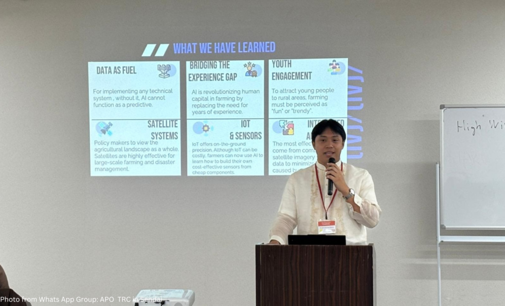 Mclean Bayasca presenting in the APO Training Course in Sendai, Japan